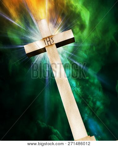 Cross: A Left Tilted Christian Cross With The 