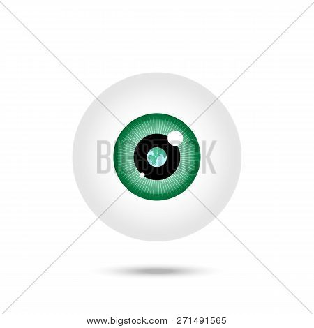 Green Eye. Earth Reflection In The Eye. Vector Icon