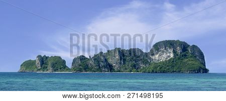 Mosquito Island Also Known As Koh Yung Island, Crabi Province, The Andaman, Thailand. A View From Ba
