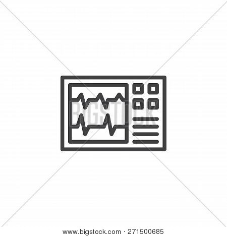 Heartbeat Monitoring Outline Icon. Linear Style Sign For Mobile Concept And Web Design. Heart Beat, 