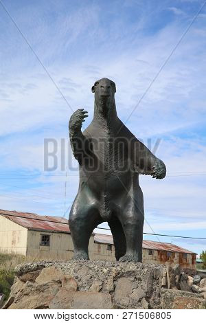 Puerto Natales, Chile - October 28, 2018: Milodon Statue Welcomes Visitors To The Town Of Puerto Nat