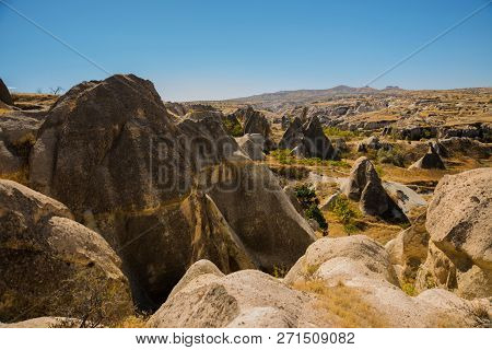 Cappadocia, Turkey: Beautiful Landscape On The Panorama Of Mountains And Rocks