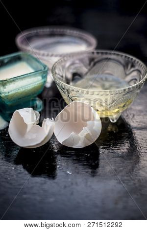 Close Up Of One Of The Anti Aging Treatment Or Face Pack I.e. Raw Rice Flour With Some Egg White Wel