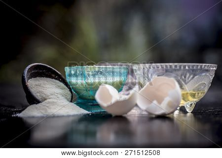 Close Up Of One Of The Anti Aging Treatment Or Face Pack I.e. Raw Rice Flour With Some Egg White Wel
