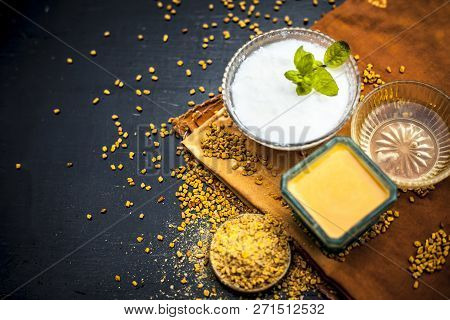 Herbal And Organic Home Remedy For Hair Fall I.e. Egg White Mixed With Curd And Fenugreek Seeeds In