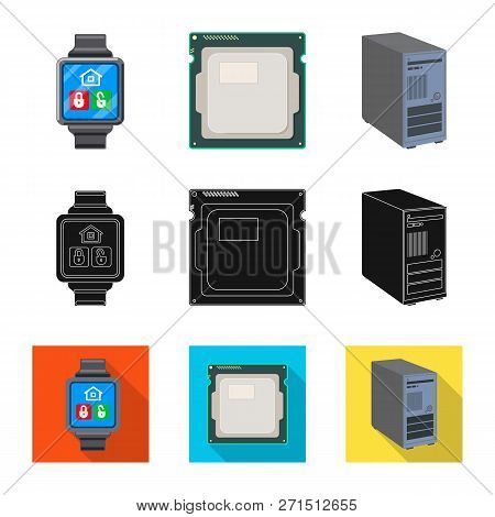 Isolated Object Of Laptop And Device Sign. Set Of Laptop And Server Vector Icon For Stock.