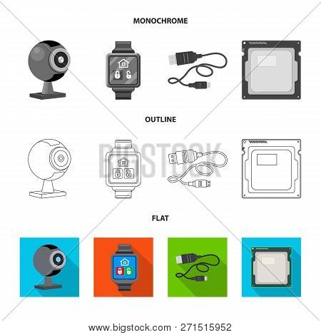 Vector Design Of Laptop And Device Icon. Set Of Laptop And Server Stock Symbol For Web.