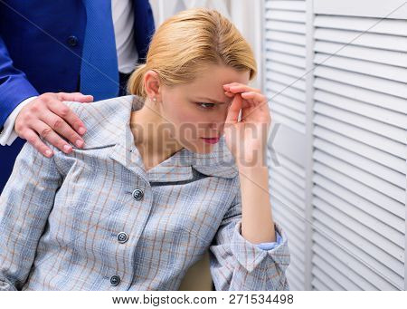 Prejudice Office. Sexual Harassment In Workplace. If You Are Witness Of Rights Violation.