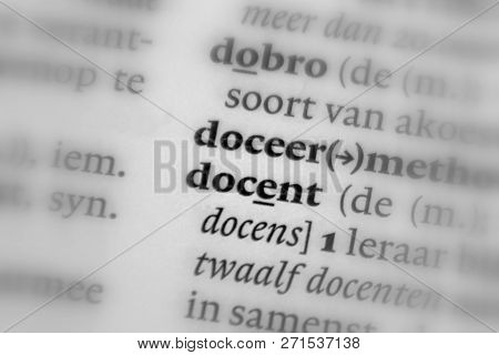 Definition Of The Dutch Word Docent (english: Teacher) In A Dictionary