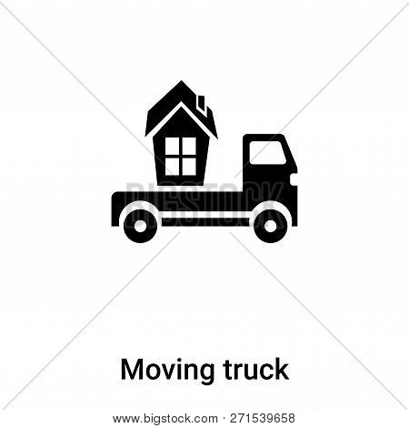 Moving Truck Icon In Trendy Design Style. Moving Truck Icon Isolated On White Background. Moving Tru