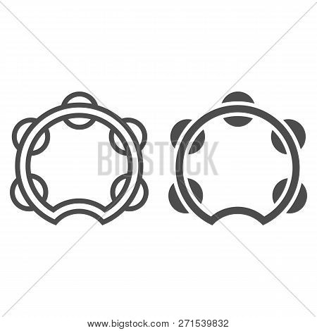 Tambourine Line And Glyph Icon, Musical And Instrument, Drum Sign, Vector Graphics, A Linear Pattern