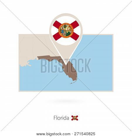 Rectangular Map Of Us State Florida With Pin Icon Of Florida
