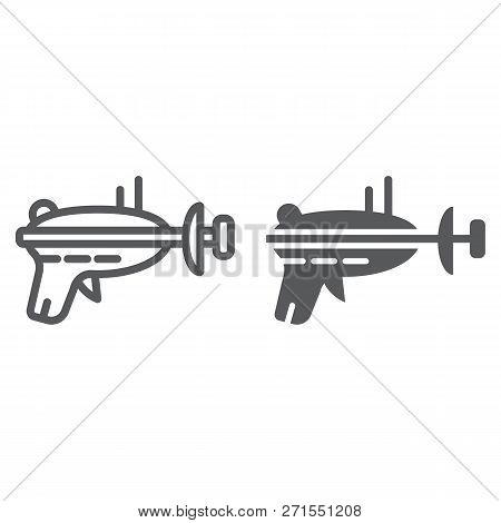 Blaster Line And Glyph Icon, Space And Weapon, Laser Blaster Sign, Vector Graphics, A Linear Pattern
