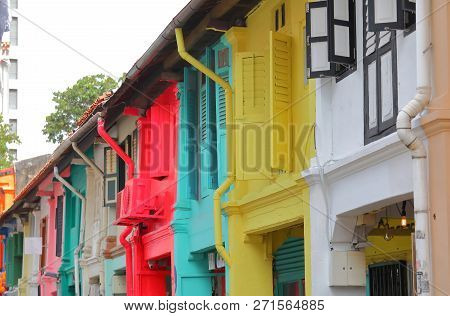 Haji Lane Colourful Old House Background Singapore
