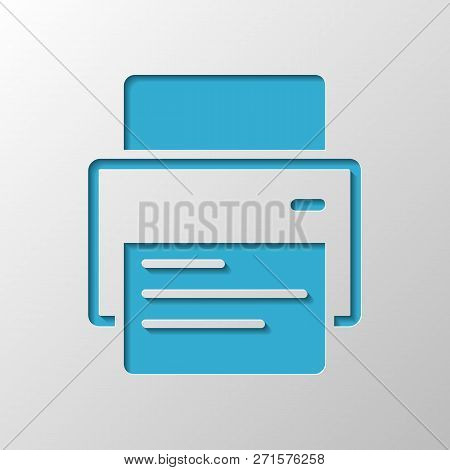 Printer And Paper. Paper Design. Cutted Symbol With Shadow