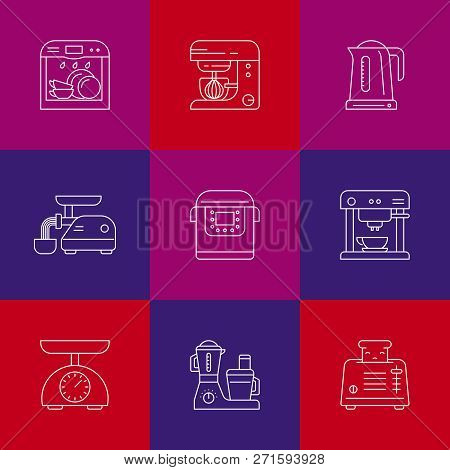 Kitchen Utensils And Household Appliances Linear Icons