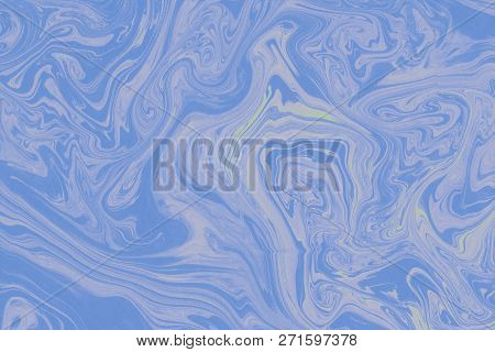 Suminagashi Marble Texture Hand Painted With Indigo Ink. Digital Paper 1196 Performed In Traditional