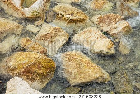 Underwater Sea Stones, Surface With Ripples And Waves