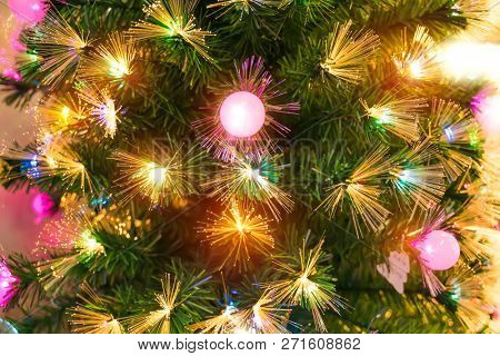 fiber optic decorated Christmas Tree with dectoration