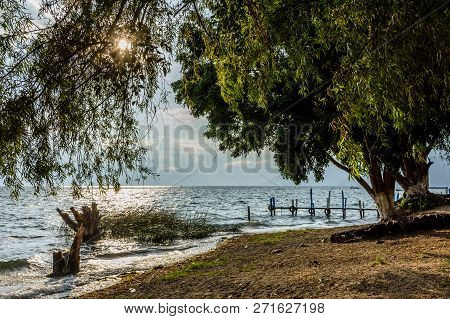 Late Afternoon Light On Lake Atitlan In Guatemalan Highlands