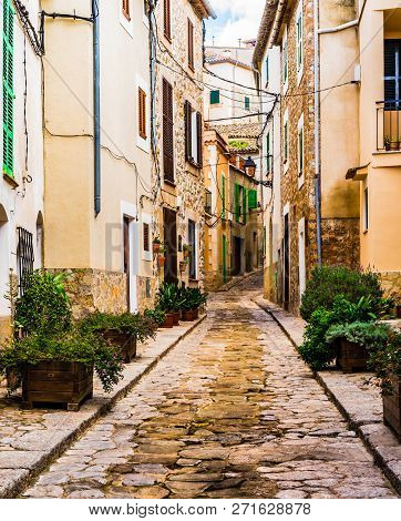 Idyllic Old Mediterranean Village Of Estellencs On Majorca, Spain