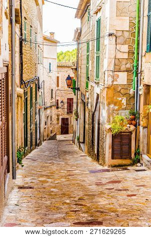 Idyllic Old Mediterranean Village With Narrow Alley Way