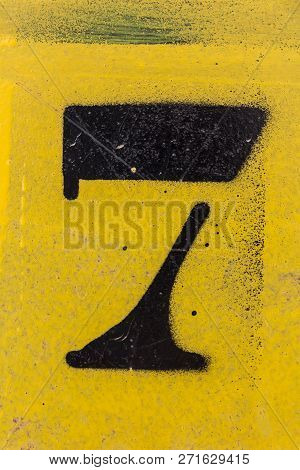 Black Number Stencil Painted On Background, Number 7, Nunber Seven