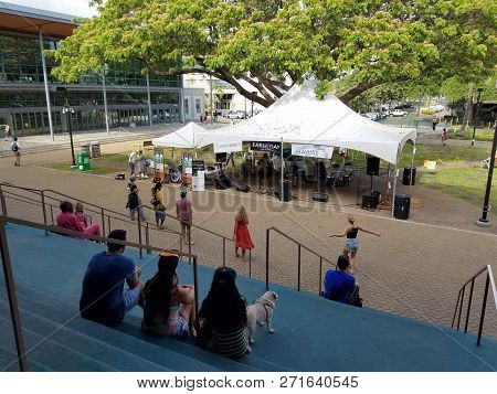 Honolulu - April 19, 2017:  Paul Izak Band Jams At Earth Day Concert Festival On The University Of H