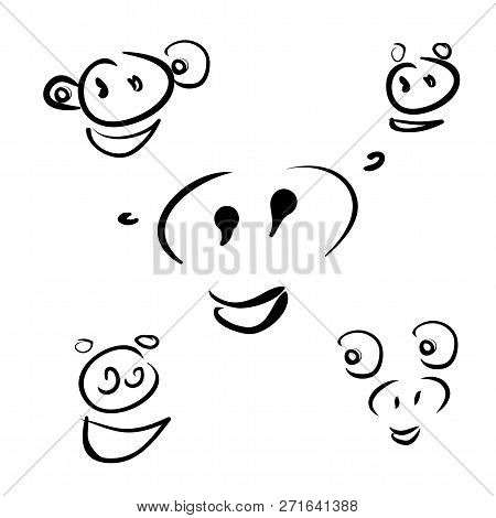 Nice Animal Pigs Icons Set For Decoration And Designe.