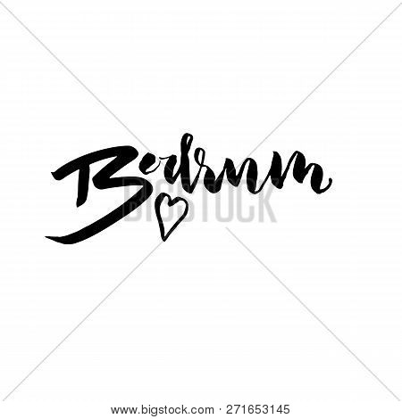 Bodrum, Turkey. Typography Dry Brush Lettering Design. Hand Drawn Calligraphy Poster. Vector Illustr