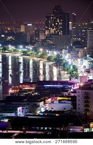 Pattaya City At Night View From Pratumnak Hill Overlook Thailand