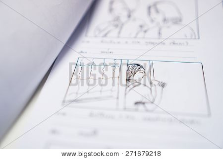 Storyboard Or Storytelling Drawing Creative For Movie Process Pre-production Media Films Script For 