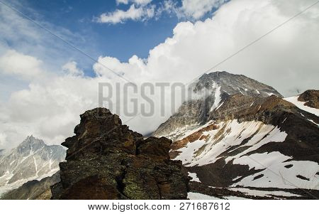 Snow Landscape Near Montblanc Mount From Chamonix
