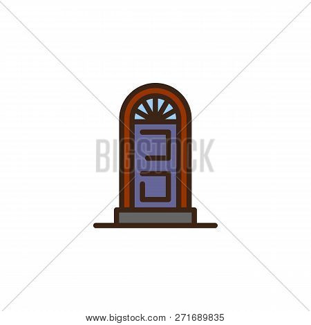 Arched Door Filled Outline Icon, Line Vector Sign, Linear Colorful Pictogram Isolated On White. Home