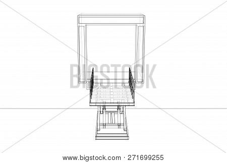 Dock Leveler Concept. 3d Illustration. Wire-frame Style