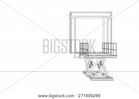 Dock Leveler Concept. 3d Illustration. Wire-frame Style