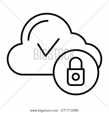 Cloud Computing With Check Thin Line Icon. Cloud Security Vector Illustration Isolated On White. Clo