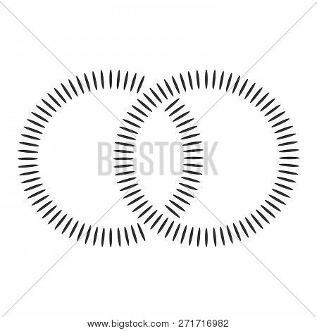 Black Concentric Shapes That Makes A Two Intersected Rings. Abstract Geometric Shapes. Suitable For 