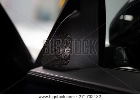 Moscow. Autumn 2018. Interior Of The Land Rover Range Rover Velar In Black Color Compact Luxury Cros