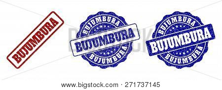 Bujumbura Grunge Stamp Seals In Red And Blue Colors. Vector Bujumbura Marks With Grunge Effect. Grap