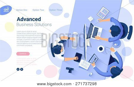 Flat Design  Web Page Template For Creative Project Management. Trendy Vector  Illustration Concept 