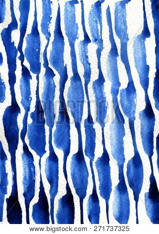 Watercolor Texture Paint Strip Paper Blue White