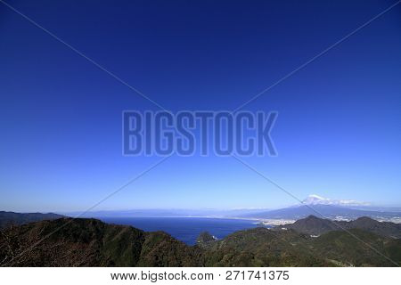 Mt. Fuji And Suruga Bay, View From Katsuragi Mountain, Izu, Japan