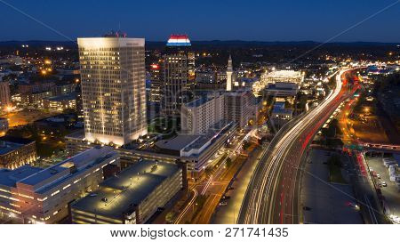 Commuters Leave The City At The Work Days End Via Waterfront Highway In Springfield Massachusetts