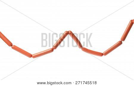 Encased Sausages On White Background. Meat Product