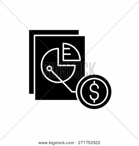 Market Share Black Icon, Vector Sign On Isolated Background. Market Share Concept Symbol, Illustrati