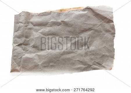 Brown Corrugated Texture Paper Torn On White Background. Rip Of Cardboard Sheet Used As A Background