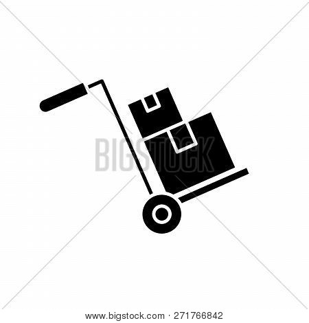 Bulky Delivery Black Icon, Vector Sign On Isolated Background. Bulky Delivery Concept Symbol, Illust