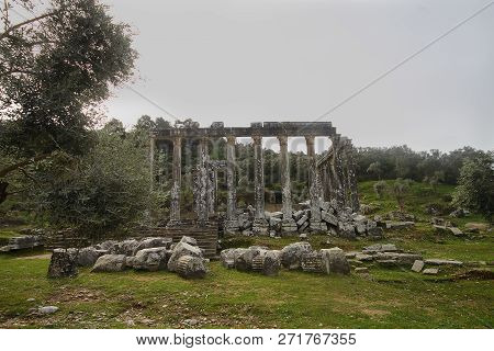 Columns Of The Ancient Temple Of Zeus At Euromos Was An Ancient City In Caria Anatolia Turkey