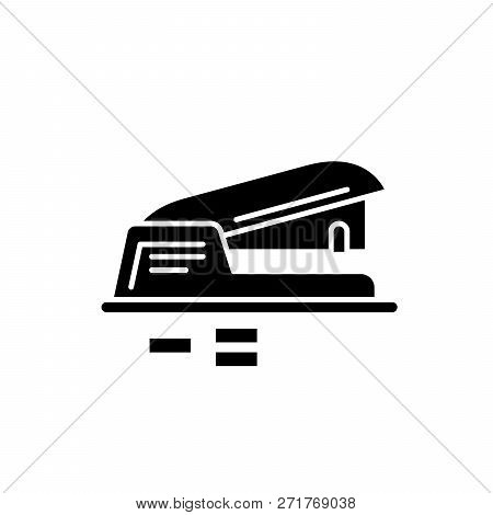 Hole Puncher Black Icon, Vector Sign On Isolated Background. Hole Puncher Concept Symbol, Illustrati